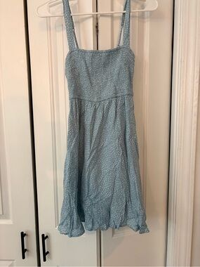 Abercrombie & Fitch Light Blue Polka Dot Smocked Sundress